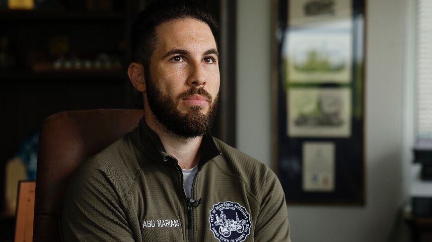 Dearborn Mayor Abdullah Hammoud poses for a portrait in his office in Dearborn, Michigan on June 18, 2024