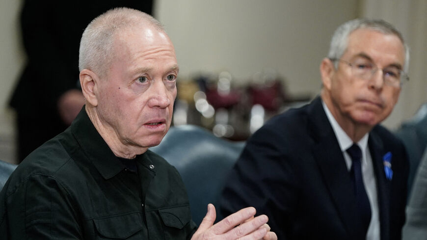 Israel's Defense Minister Yoav Gallant (L) meets with US Defense Secretary Lloyd Austin at the Pentagon, Washington, March 26, 2024.