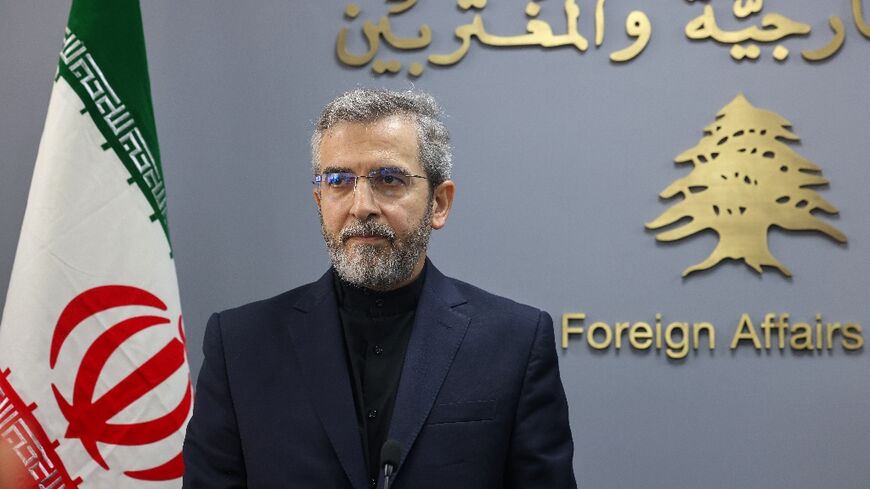 Iran's acting foreign minister, Ali Bagheri, at a Beirut press conference