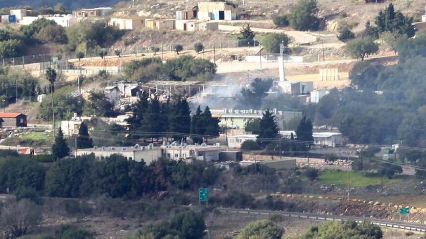 Smoke rises on November 20, 2023 from an Israeli military base near the border with Lebanon after Hezbollah missile fire