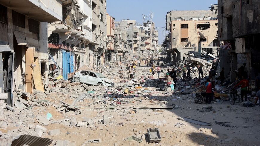 Destroyed buildings and rubble in Gaza City's Shujaiya district after the Israeli military withdrew 