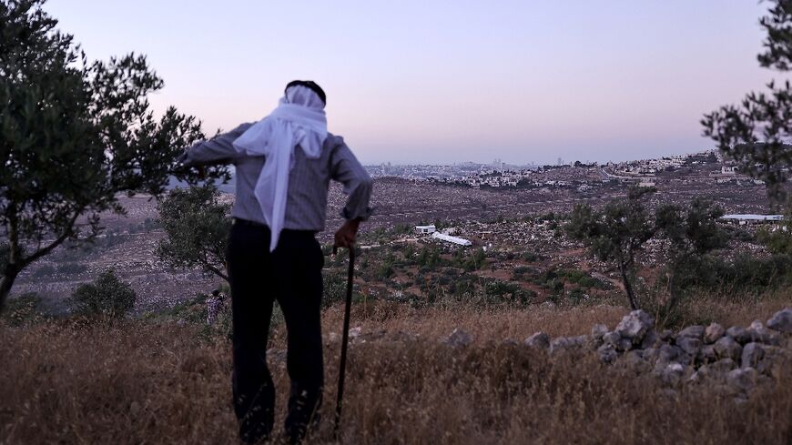 Olayan Olayan overlooks the valley containing a new Israeli settler outpost