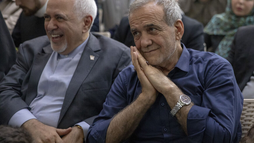 TEHRAN, IRAN - JULY 6: Newly-elected Iranian President Masoud Pezeshkian gestures during a visit to the shrine of the Islamic Republic's founder Ayatollah Ruhollah Khomeini on July 6, 2024 in Tehran, Iran. Masoud Pezeshkian, considered the reformist candidate among the six approved contenders for the country's presidency, won office on Friday after a runoff election. (Photo by Majid Saeedi/Getty Images)