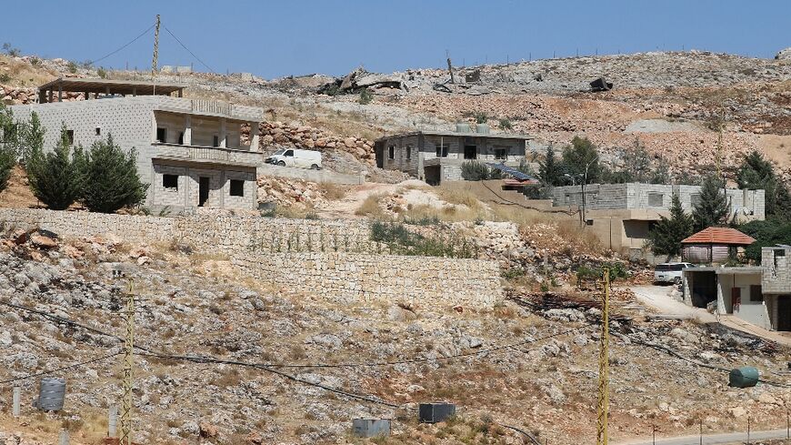 This picture taken during a guided tour by the media office of the Lebanese Shiite movement Hezbollah shows buildings near the site of reported overnight Israeli bombardment on Sarein in the Bekaa valley in east-central Lebanon on August 20, 2024