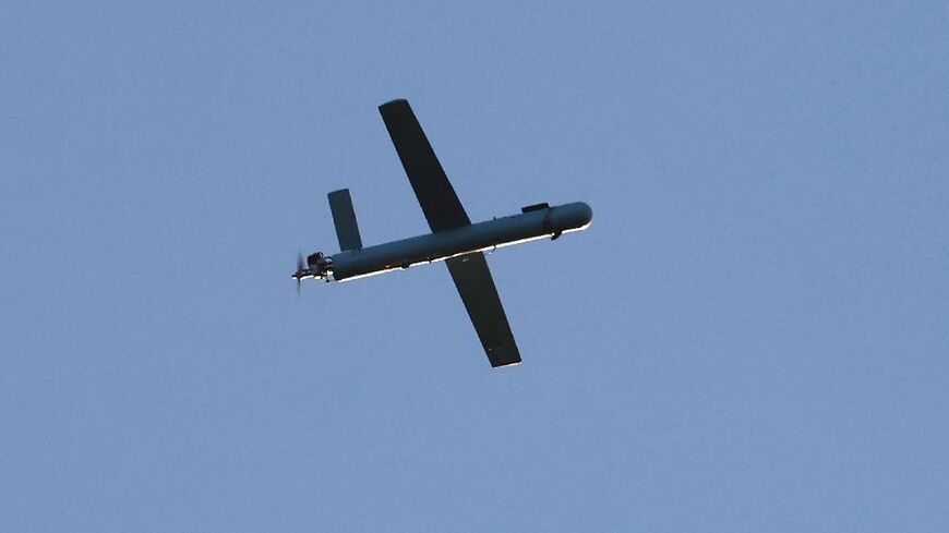 A Hezbollah drone pictured over northern Israel during the attack