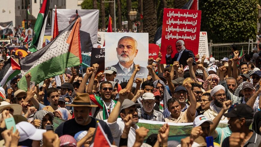 Thousands gathered in the Moroccan capital Rabat to protest the killing of Ismail Haniyeh and the war in Gaza