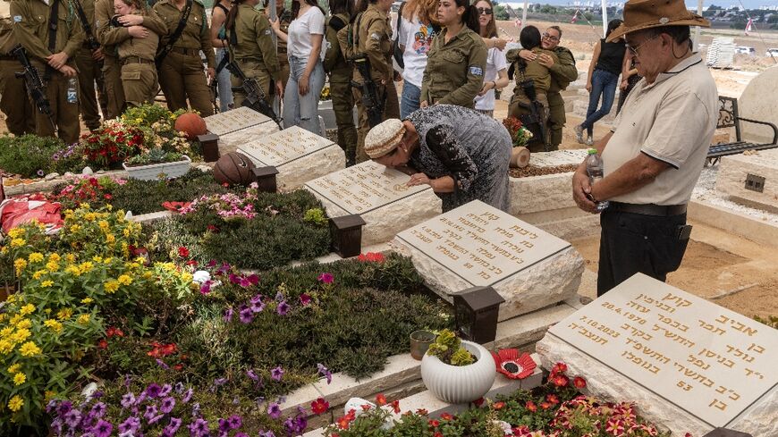 Relatives and friends attend memorial ceremony for the Kutz family who were killed when Hamas militants stormed southern Israel on October 7, 2023