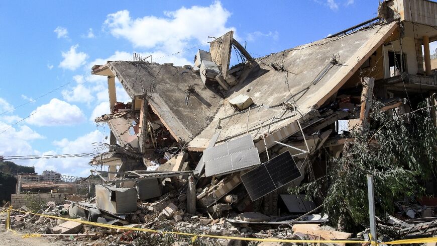 This building in the village of Kfar Rumman was among a string of targets across southern and eastern Lebanon hit by the Israeli air force on Saturday