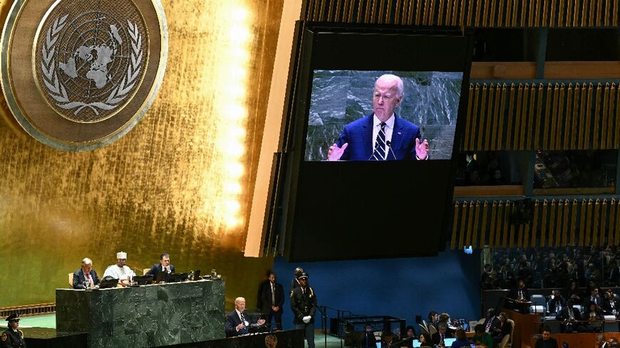 US President Joe Biden speaks during the UN General Assembly in New York on September 24, 2024