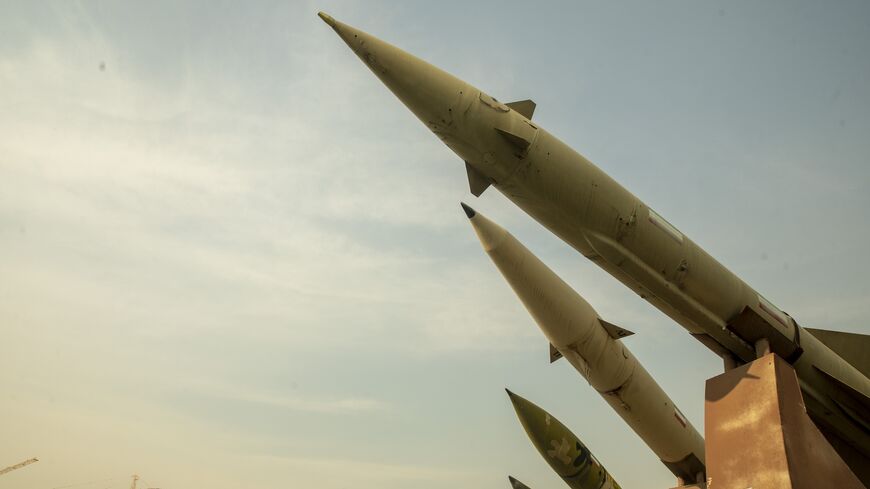  Iranian missiles are exhibited in a park on January 20, 2024 in Tehran, Iran.