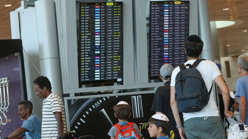 Passengers wait for flights at Ben-Gurion Airport in Tel Aviv during a nationwide strike, Sept. 2, 2024.