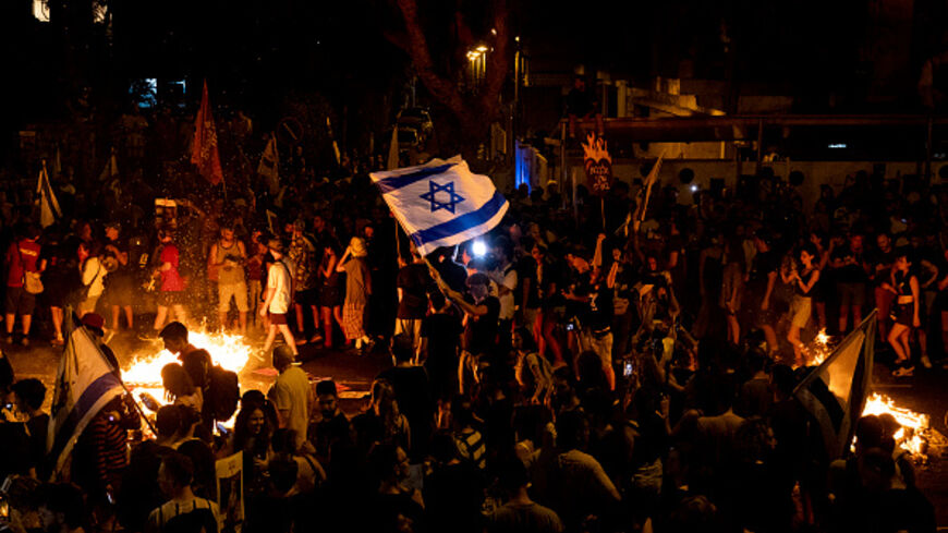  Protesters attend a rally on the second day of demonstrations demanding a Gaza deal on September 2, 2024 in Tel Aviv, Israel. After the bodies of six Israeli kidnap victims were recovered from tunnels beneath Gaza at the weekend, the Hostages and Missing Families Forum supported protests in Jerusalem and Tel Aviv demanding that Netanyahu justies the delay in signing the ceasefire deal due to the addition of new conditions. (Photo by Amir Levy/Getty Images)