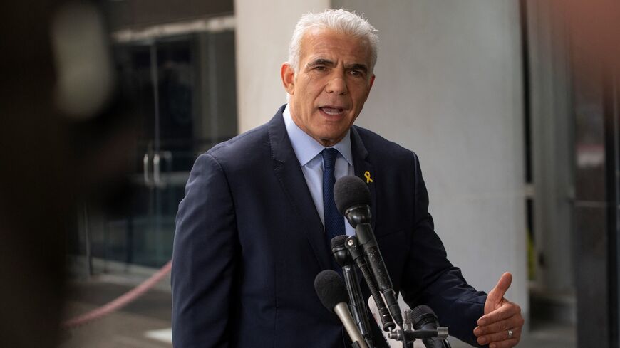 Israel's opposition leader and former prime minister Yair Lapid delivers a statement to the press following his meeting with US Secretary of State Antony Blinken at the State Department in Washington, on Sept. 16, 2024.