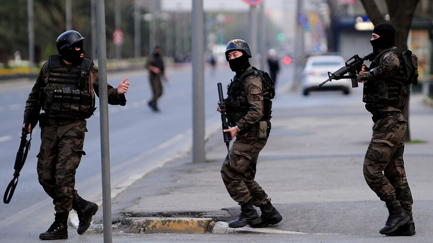 Turkish police special forces take position near the police headquarters in Istanbul, Turkey, April 1, 2015.