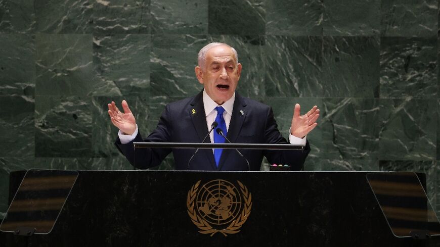 Israeli Prime Minister Benjamin Netanyahu addresses the UN General Assembly in New York