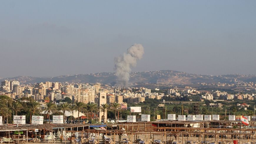 Smoke billows after an Israeli airstrike that targeted the southern Lebanese village of Abbasiyeh on September 24, 2024