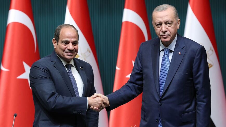 Turkey’s President Recep Tayyip Erdogan on Wednesday hosts Abdel Fattah al-Sisi during the Egyptian leader's first-ever Turkey visit, in Ankara, on Sept. 4, 2024. 