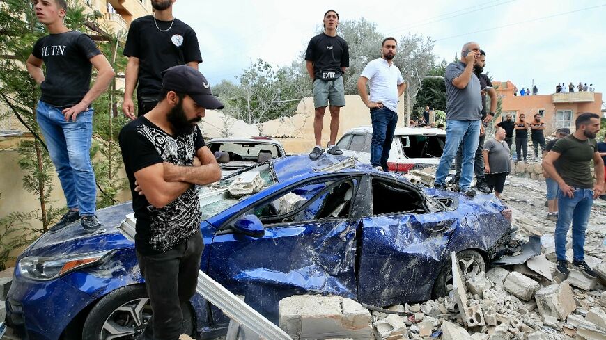 Damage from an Israeli air strike that targeted an apartment building in Barja south of Beirut