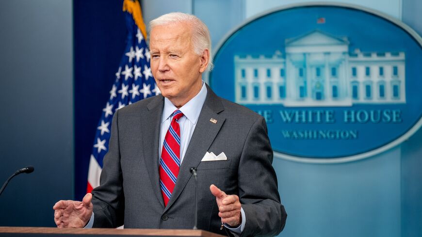 US President Joe Biden speaks during a news conference in the Brady Press Briefing Room at the White House on Oct. 4, 2024, in Washington.