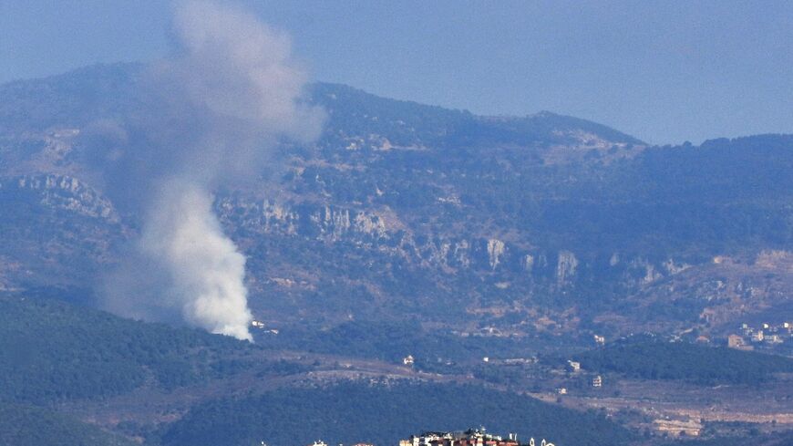 Smoke billows from the site of an Israeli air strike that targeted the southern Lebanese village of Jbaa 