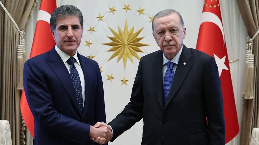 Recep Tayyip Erdogan meets KRG leader Nechirvan Barzani in Ankara, on Oct. 16, 2024.