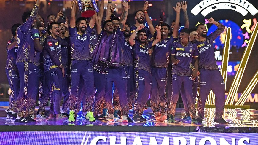 Kolkata Knight Riders players celebrate winning the IPL