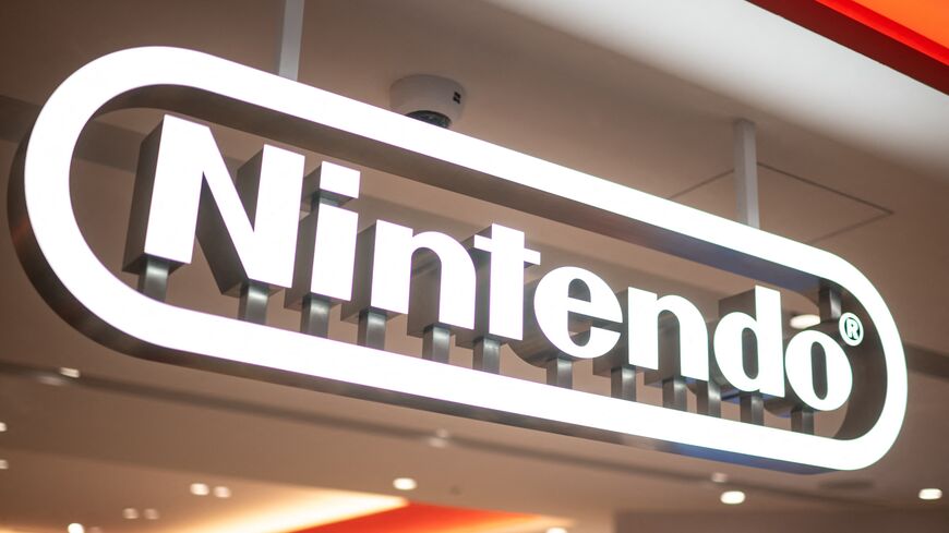 A Nintendo logo is pictured at its store in Shibuya district of Tokyo on May 2, 2024.