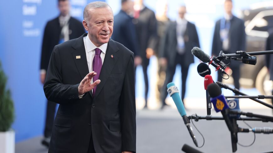 President of Turkey Recep Tayyip Erdogan arrives for the European Political Community summit at Puskas Arena on Nov. 7, 2024, in Budapest, Hungary. 