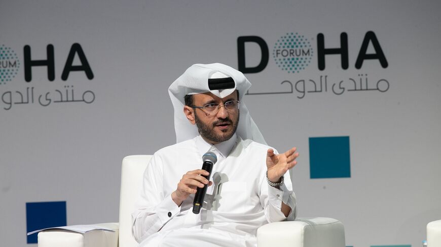 Advisor to the Qatari Prime Minister and Official Spokesperson of the Ministry of Foreign Affairs Majed Al-Ansari speaks at the Doha Forum on Dec. 8, 2024.