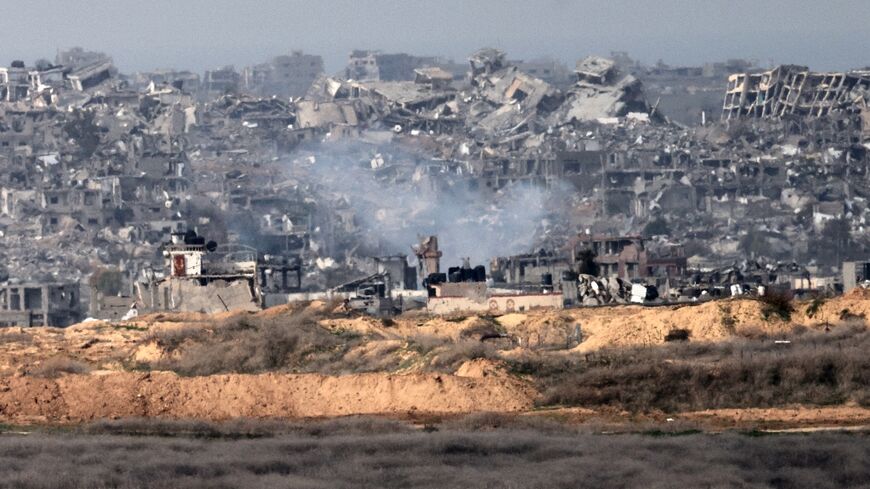 Destroyed buildings in northern Gaza, seen from southern Israel