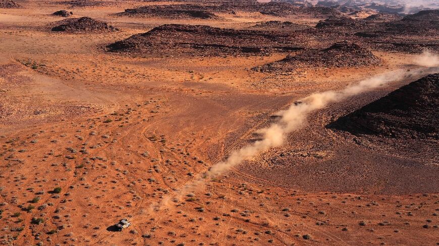 Lonely drive:Brazilian driver Lucas Moraes in action at the Dakar Rallly on Wednesday