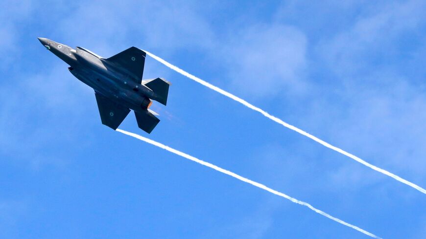 An Israeli F-35 fighter jets performs during an air show, over the beach in the Mediterranean coastal city of Tel Aviv, on May 9, 2019 as Israel marks Independence Day.