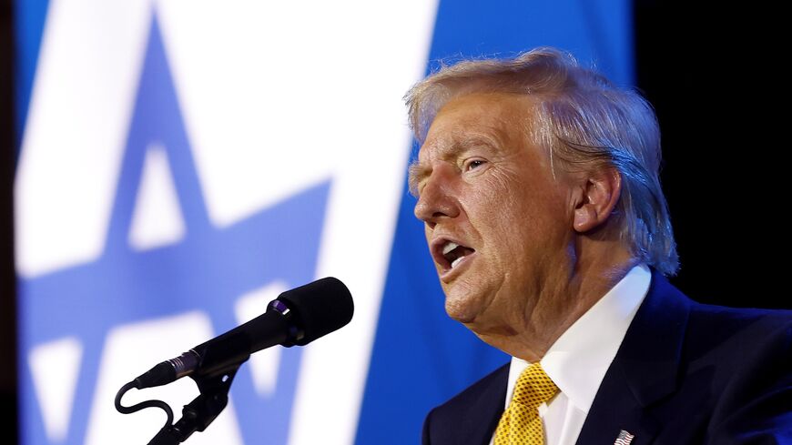 Former US President Donald Trump delivers remarks at the Israeli American Council National Summit at the Washington Hilton, on Sept. 19, 2024, in Washington.