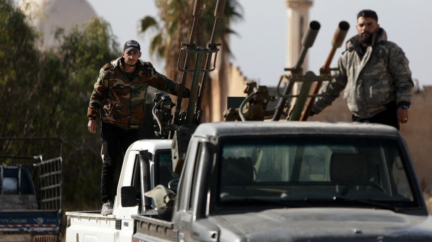 Forces loyal to the new Syrian government gather in the town of Busra in Syria's southern Daraa province, on Jan. 5, 2025. 