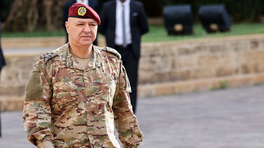 In this picture taken on Dec. 16, 2024, Army chief Joseph Aoun, 60, walks toward the Grand Serail in Beirut. 