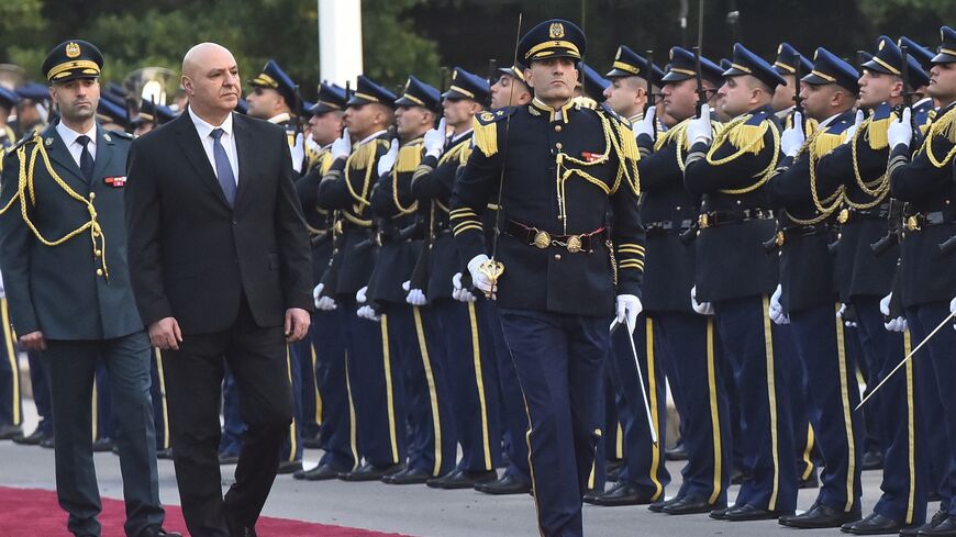 Newly elected Lebanese president Joseph Aoun reviews an honor guard upon his arrival at the presidential palace in Baabda, east of Beirut, on Jan. 9, 2025.