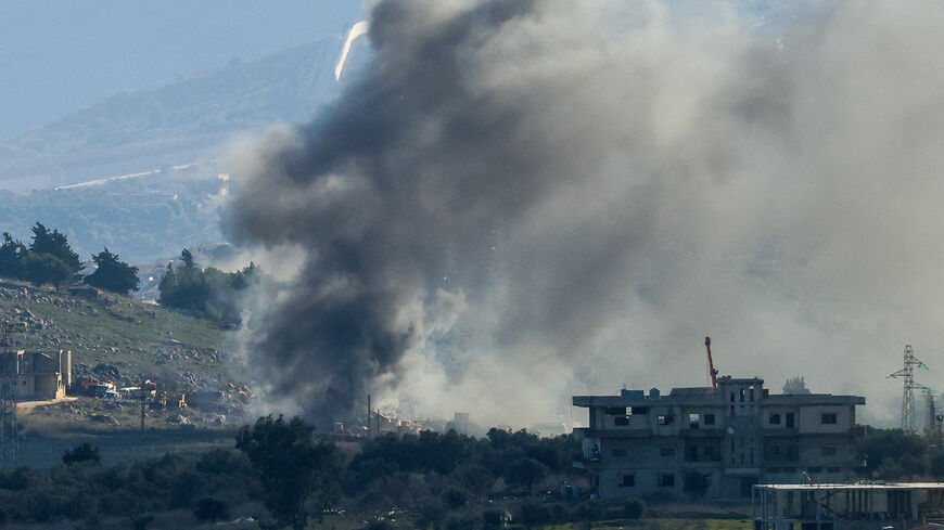 Smoke billows from a fire that Lebanese media reported was lit by Israeli forces in the southern Lebanese village of Burj al-Muluk, near the border with Israel, on January 21, 2025. Local media reports added that the fire engulfed a house and construction equipment related to a national water management project. (Photo by AFP) (Photo by -/AFP via Getty Images)