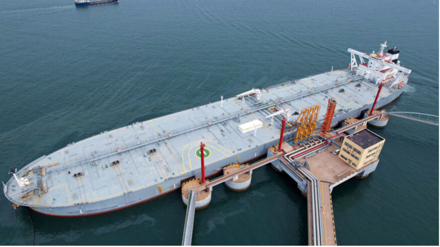 An oil tanker unloads imported crude oil at Qingdao port in China's eastern Shandong province on May 9, 2022. (AFP via Getty Images)