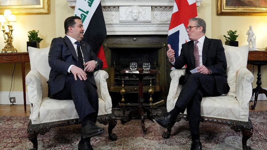 Iraqi Prime Minister Mohammed Shia al-Sudani (L) met British counterpart Keir Starmer as he visits London