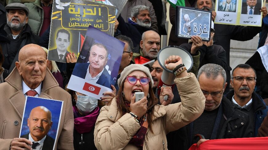 The rally in Tunis was organised by a political coalition that includes staunch opponents of current President Kais Saied