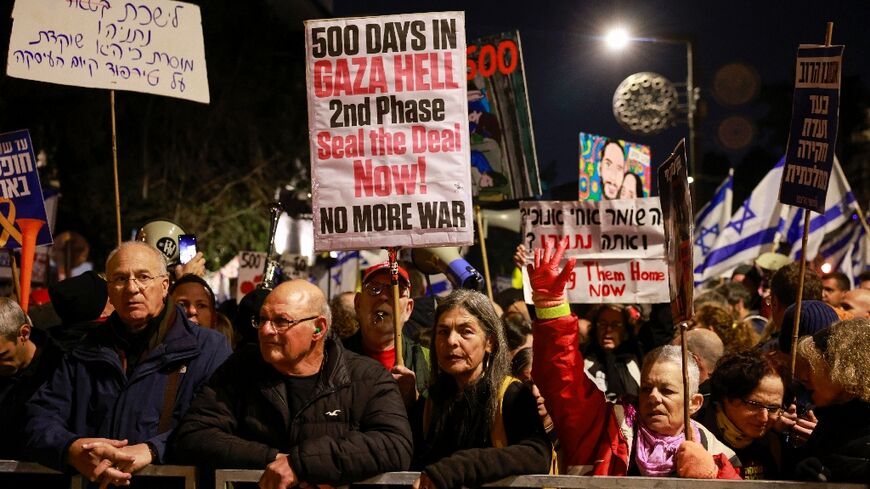 Israelis rally in Jerusalem on the Gaza war's 500th day, calling to secure the release of all remaining hostages