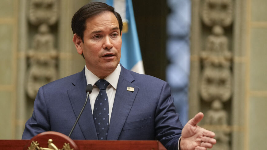 US Secretary of State Marco Rubio talks to the media during a joint news conference with Guatemala's President Bernardo Arevalo at the Culture Palace in Guatemala City on Feb. 5, 2025. 