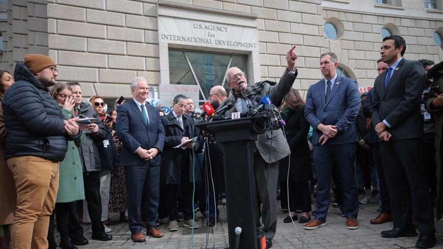 Rep. Gerry Connolly (D-Va.) speaks at a press conference outside of USAID headquarters on Feb. 03, 2025, in Washington, DC. 