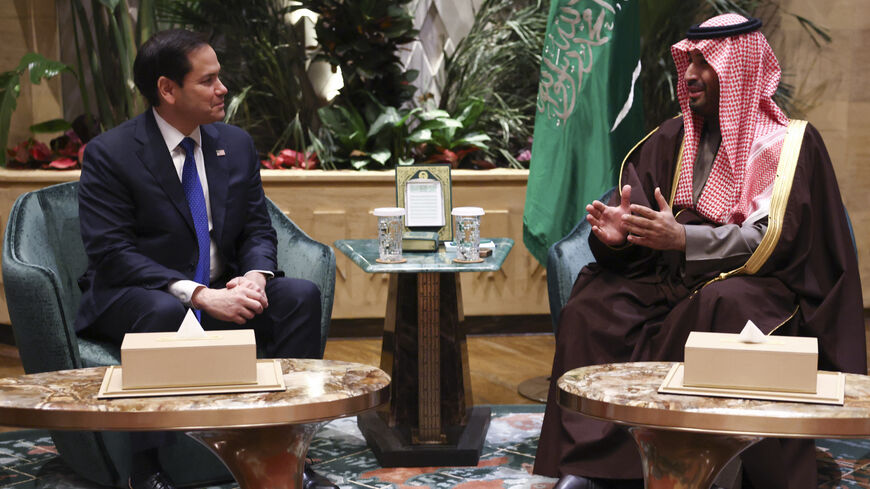 US Secretary of State Marco Rubio (L) meets with Saudi Arabia's Crown Prince Mohammed bin Salman in Riyadh on February 17, 2025. (Photo by Evelyn Hockstein / POOL / AFP) (Photo by EVELYN HOCKSTEIN/POOL/AFP via Getty Images)