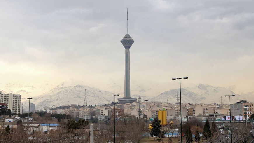 A general view shows the Milad Tower in Iran's capital, Tehran, on Feb. 23, 2025. 