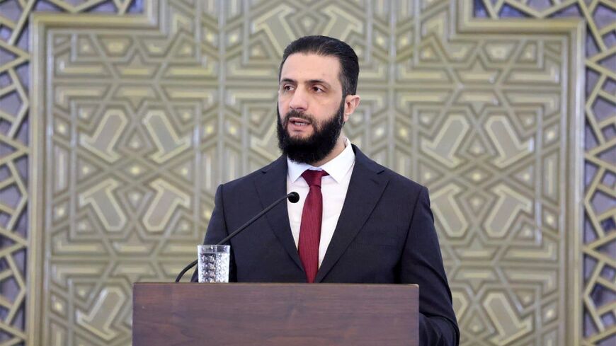 Syria's new interim president Ahmed al-Sharaa addresses a national dialogue conference in Damascus on the country's future after Bashar al-Assad's overthrow.