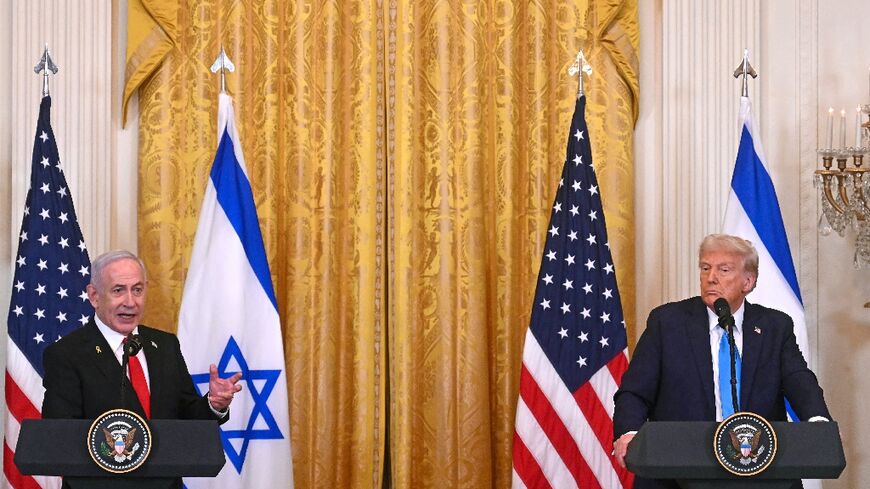 US President Donald Trump (R) announced his proposal for Gaza to audible gasps at a press conference with Israeli Prime Minister Benjamin Netanyahu