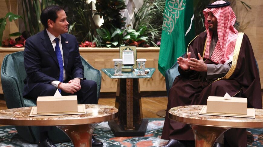 US Secretary of State Marco Rubio with Saudi Arabia's Crown Prince Mohammed bin Salman in Riyadh