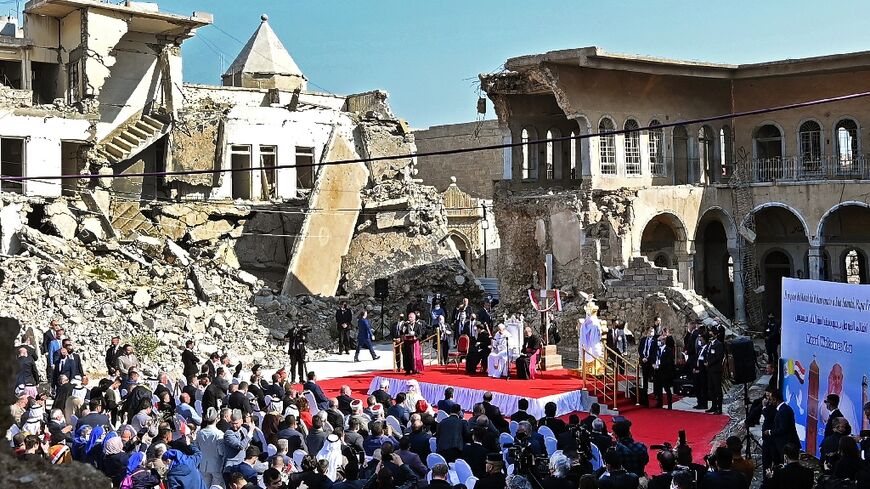 On his visit to Mosul on March 7, 2021, Pope Francis Pope Francis prayed for the victims of war outside the ruined centuries-old Al-Tahera (Immaculate Conception) Church