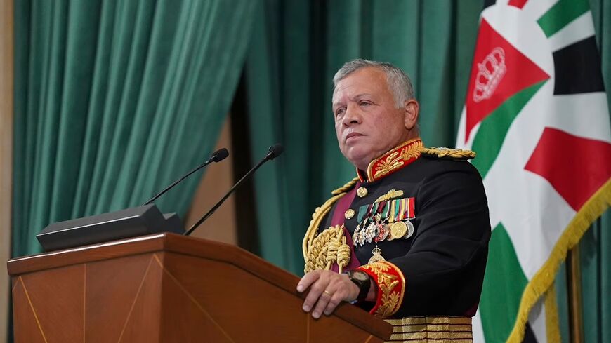 In this Dec. 10, 2020, photo released by the Royal Hashemite Court, Jordan's King Abdullah II gives a speech during the inauguration of the 19th parliament's non-ordinary session, in Amman, Jordan.